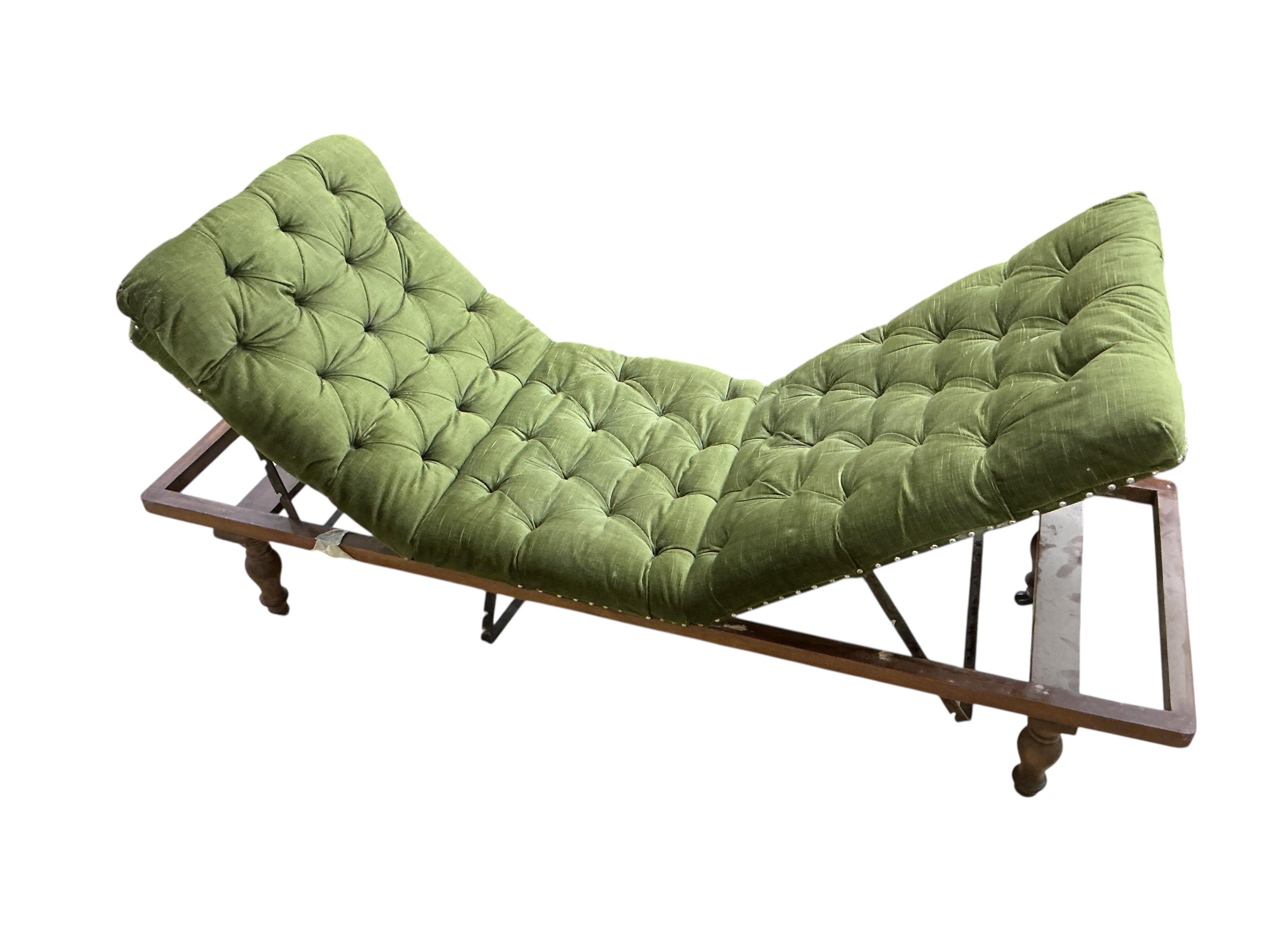 A Victorian mahogany campaign day bed, width 186cm, depth 62cm, height 48cm